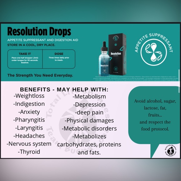 Resolution Drop & Life Drop TLC HEALTH NATURAL PRODUCTS + FREE SAMPLES - Picture 3 of 5